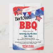 Patriottic Red White Blue Backyard BBQ Uitnodiging (Voorkant)