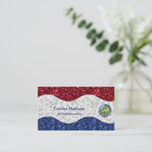 Patriottic Red White Blue Business Logo Visitekaartje (Staand voorkant)