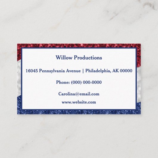 Patriottic Red White Blue Business Logo Visitekaartje (Achterkant)