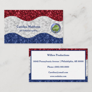 Patriottic Red White Blue Business Logo Visitekaartje