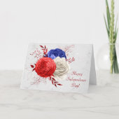 Patriottic Red White Blue Floral Bouquet Feestdagen Kaart (Voorkant)