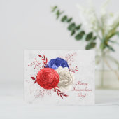 Patriottic Red White Blue Floral Bouquet Feestdagenkaart (Staand voorkant)