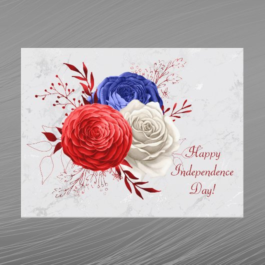 Patriottic Red White Blue Floral Bouquet Feestdagenkaart