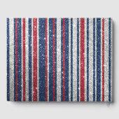Patriottic Red White Blue Glitter Stripe Patroon Gastenboek (Achterkant)