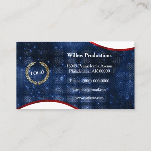 Patriottic Red White Blue Logo Wave Visitekaartje (Achterkant)