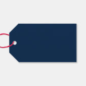 Patriottic Red White Blue Merry-kerstfoto Cadeaulabel (Achterkant Horizontaal)