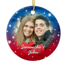 Patriottic Red White Blue Stars kerstfoto