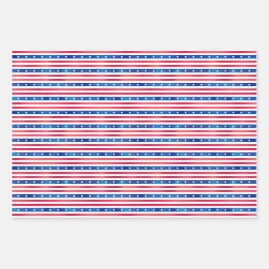 Patriottic Red White Blue Stars Stripes USA Inpakpapier Vel (Voorkant 3)