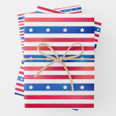 Patriottic Red White Blue Stars Stripes USA Inpakpapier Vel (In situ)