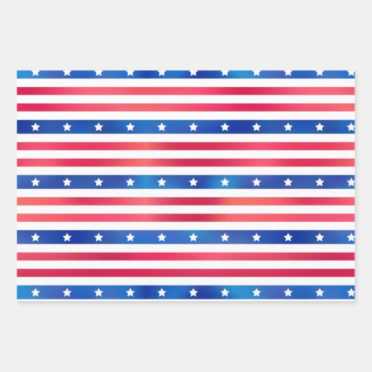 Patriottic Red White Blue Stars Stripes USA Inpakpapier Vel (Voorkant)
