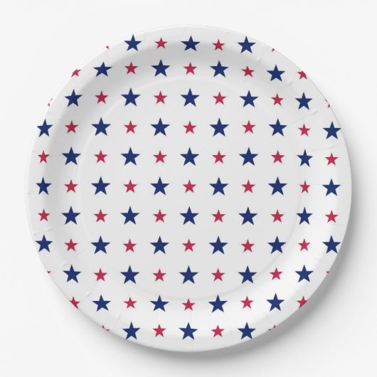 Patriottic Red White Blue Stars Verenigde Staten Papieren Bordje (Voorkant)