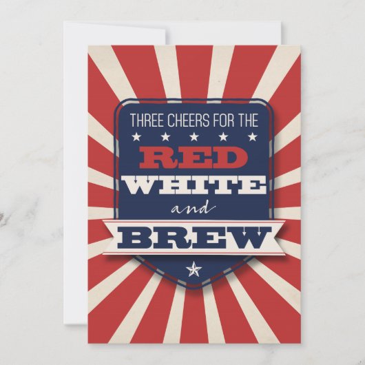 Patriottic Red White & Brew Custom Invitation Kaart (Voorkant)