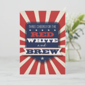 Patriottic Red White & Brew Custom Invitation Kaart (Staand voorkant)