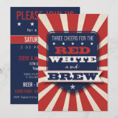 Patriottic Red White & Brew Custom Invitation Kaart (Voorkant / Achterkant)