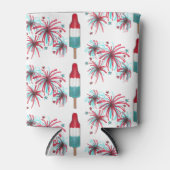 Patriottic Rocket Pop Popsicle Fireworks, 4 juli Blikjeskoeler (Voorkant)