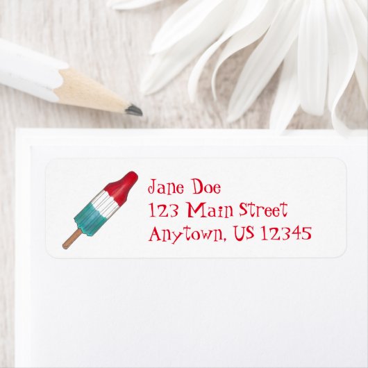 Patriottic Rocket Pop Popsicle Fireworks, 4 juli Etiket (Insitu)