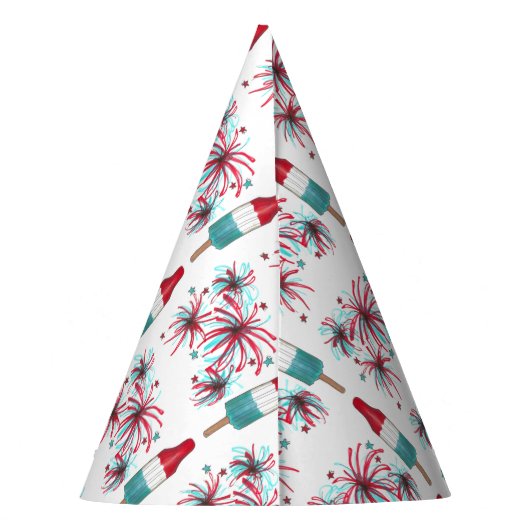 Patriottic Rocket Pop Popsicle Fireworks, 4 juli Feesthoedjes (Achterkant)