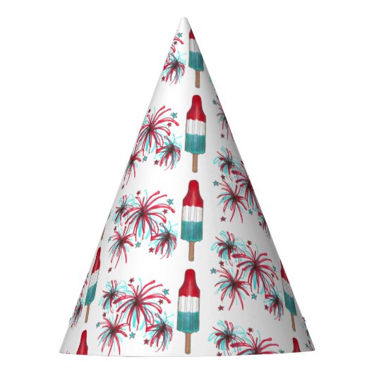 Patriottic Rocket Pop Popsicle Fireworks, 4 juli Feesthoedjes (Voorkant)