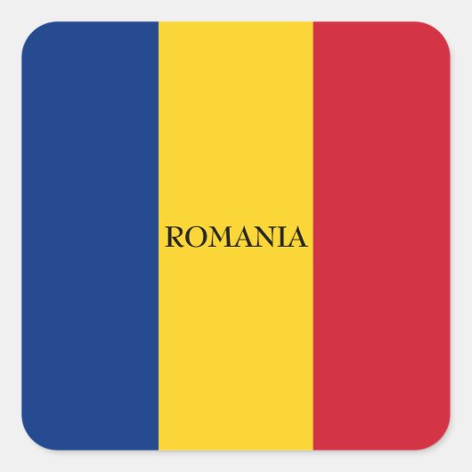 Patriottic Romania vlag Roemeens Vierkante Sticker (Voorkant)