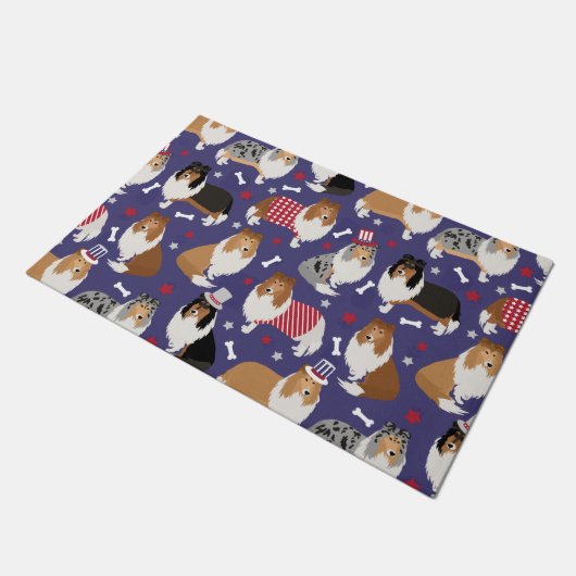 Patriottic Rough Collie Pattern Deurmat (Schuin)