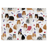 Patriottic Rough Collie Pattern Large Gift Bag Groot Cadeauzakje (Achterkant)