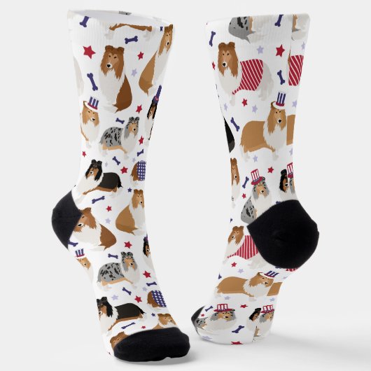 Patriottic Rough Collie Pattern Socks Sokken (Gebogen)