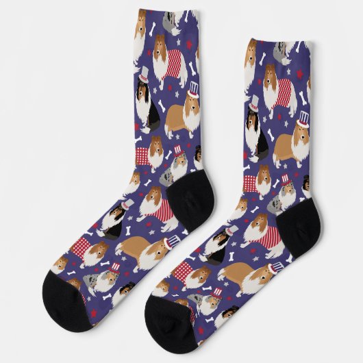 Patriottic Rough Collie Pattern Sokken (Links)