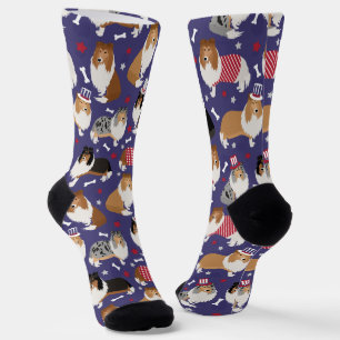 Patriottic Rough Collie Pattern Sokken