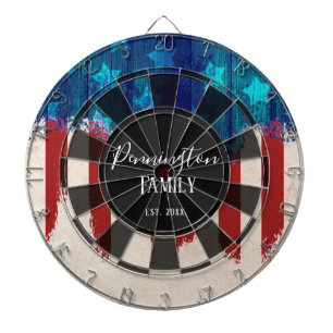 Patriottic Rustic Wood Design Custom Name Dartbord
