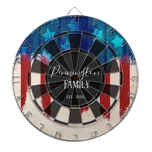 Patriottic Rustic Wood Design Custom Name Dartbord (Voorkant)