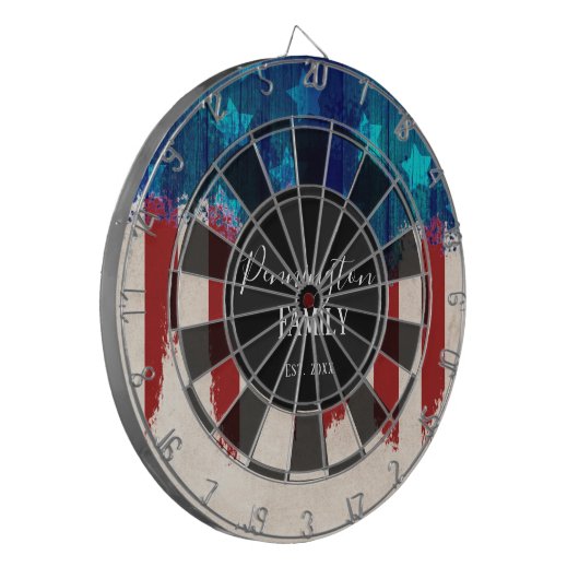 Patriottic Rustic Wood Design Custom Name Dartbord (Voorkant Links)
