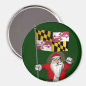 Patriottic Santa Claus bezoekt Maryland Magneet (Voorkant / Achterkant)