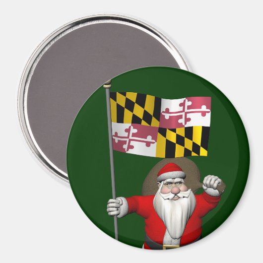 Patriottic Santa Claus bezoekt Maryland Magneet (Voorkant / Achterkant)