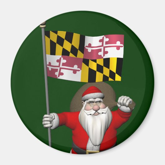 Patriottic Santa Claus bezoekt Maryland Magneet (Voorkant)
