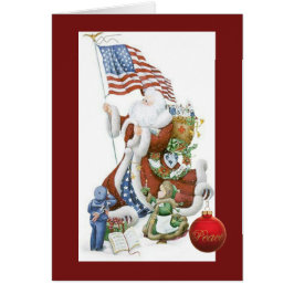 Patriottic Santa Peace Holiday Card