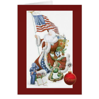 Patriottic Santa Peace Holiday Card