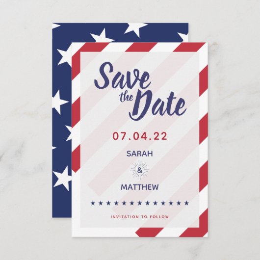 Patriottic Save the Date - US Flag (Voorkant / Achterkant)