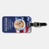 Patriottic Service Dog Photo ID Badge American Fla Bagagelabel (Voorkant horizontaal)
