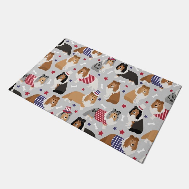 Patriottic Sheltie Shetland Sheepdog Doormat Deurmat (Schuin)