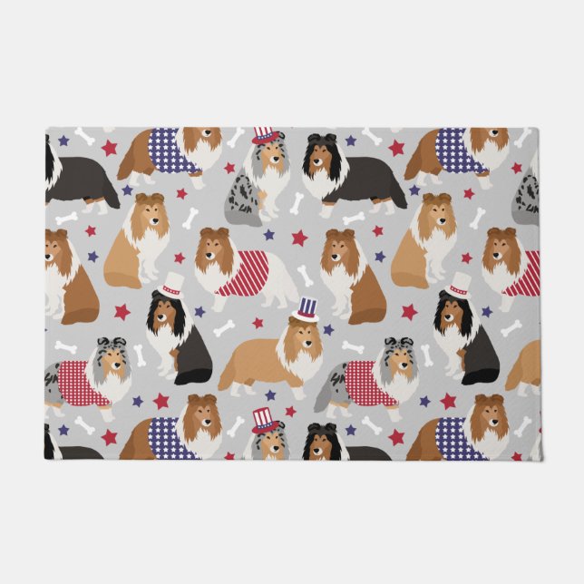 Patriottic Sheltie Shetland Sheepdog Doormat Deurmat (Voorkant)