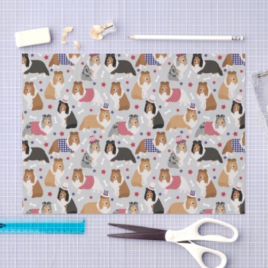 Patriottic Sheltie Shetland Sheepdog Tissue Paper Tissuepapier (Craft)
