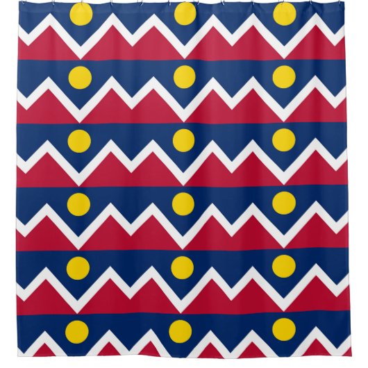 Patriottic Shower Curtain met vlag van Denver, VS Douchegordijn (Voorkant)