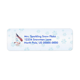 Patriottic Snowman-kerstterugzendadres Etiket