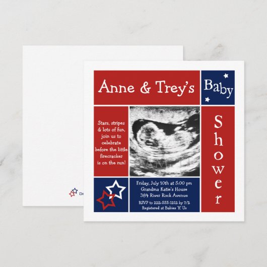 Patriottic Summer Baby Shower-uitnodigingen Kaart (Voorkant / Achterkant)