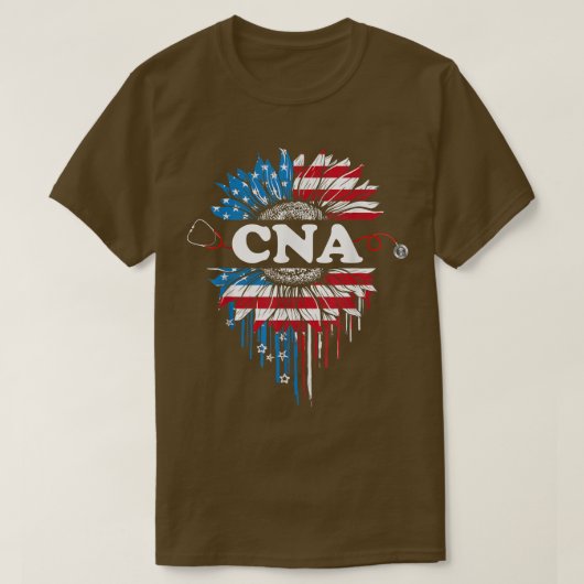 Patriottic Sunflower USA Vlag CNA Stethoscoop 4th T-shirt (Design voorkant)