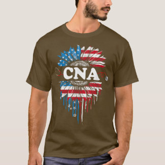 Patriottic Sunflower USA Vlag CNA Stethoscoop 4th T-shirt