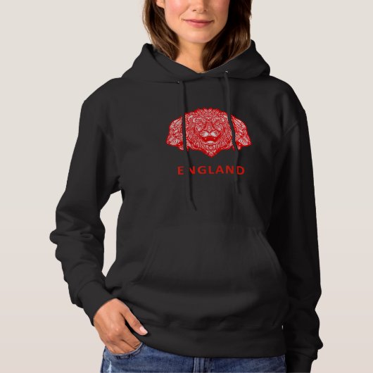 Patriottic Three Headed Lion England Hoodie (Voorkant)
