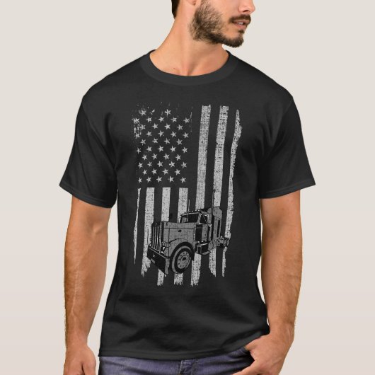 Patriottic Truck Driver American Flag Trucker T-shirt (Voorkant)