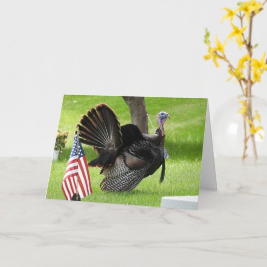 Patriottic Turkey Strut Kaart (Gele Bloem)