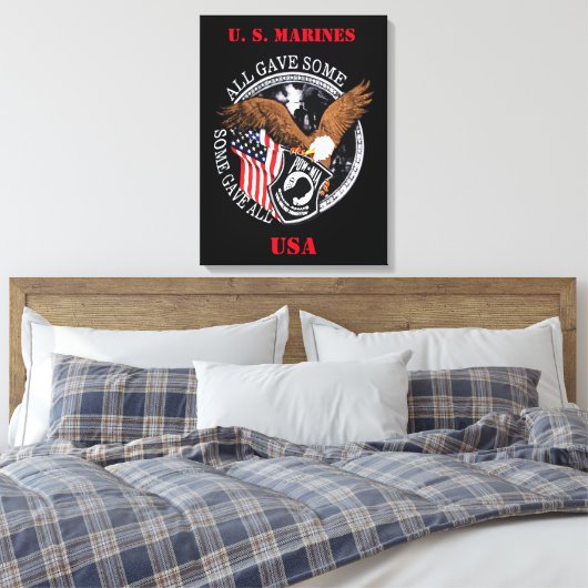 Patriottic U.S. Marines Army Canvas Print (Insitu (Slaapkamer))